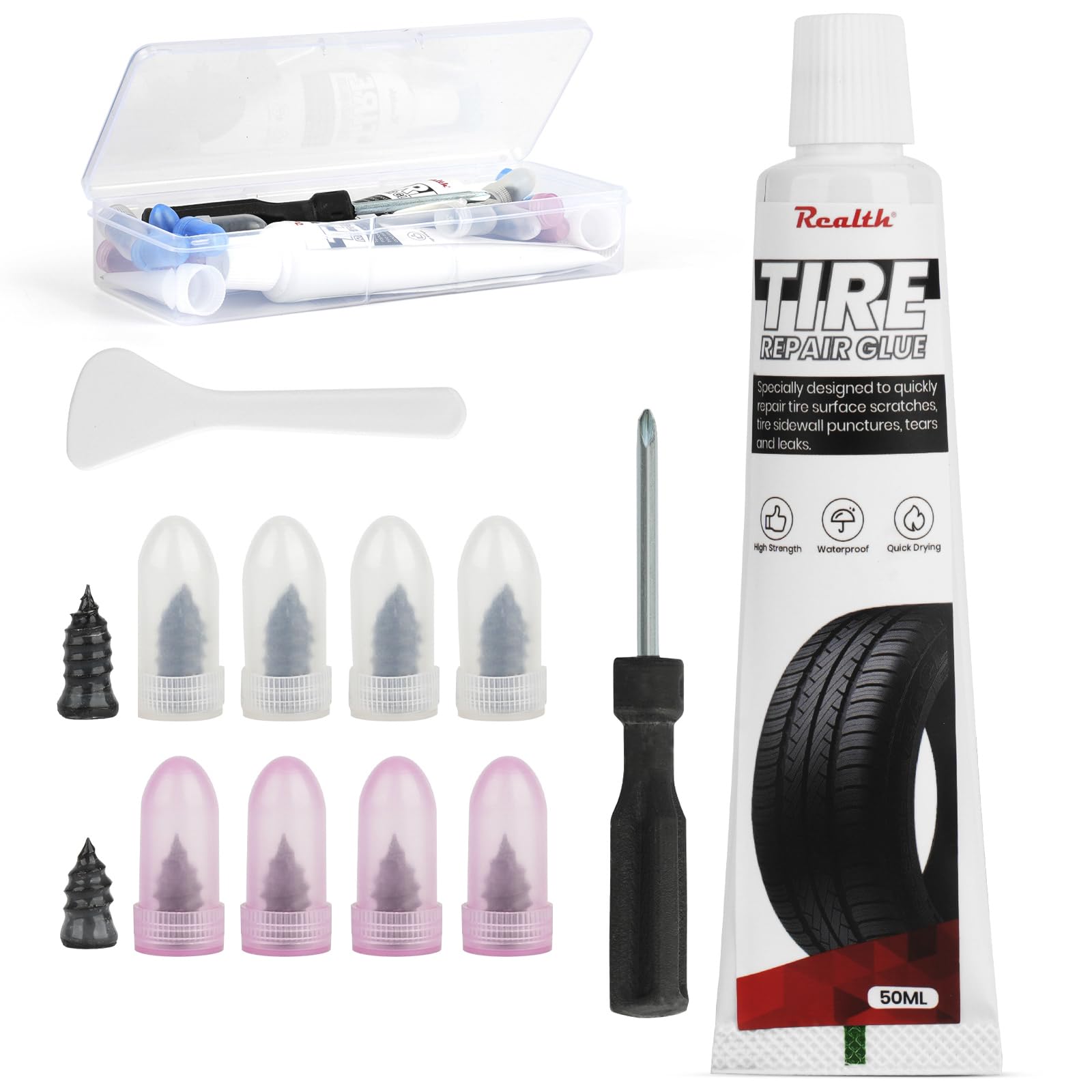 50ml Tire Repair Glue, Tire Repair Kit, 10 Pcs Tire Repair Screws