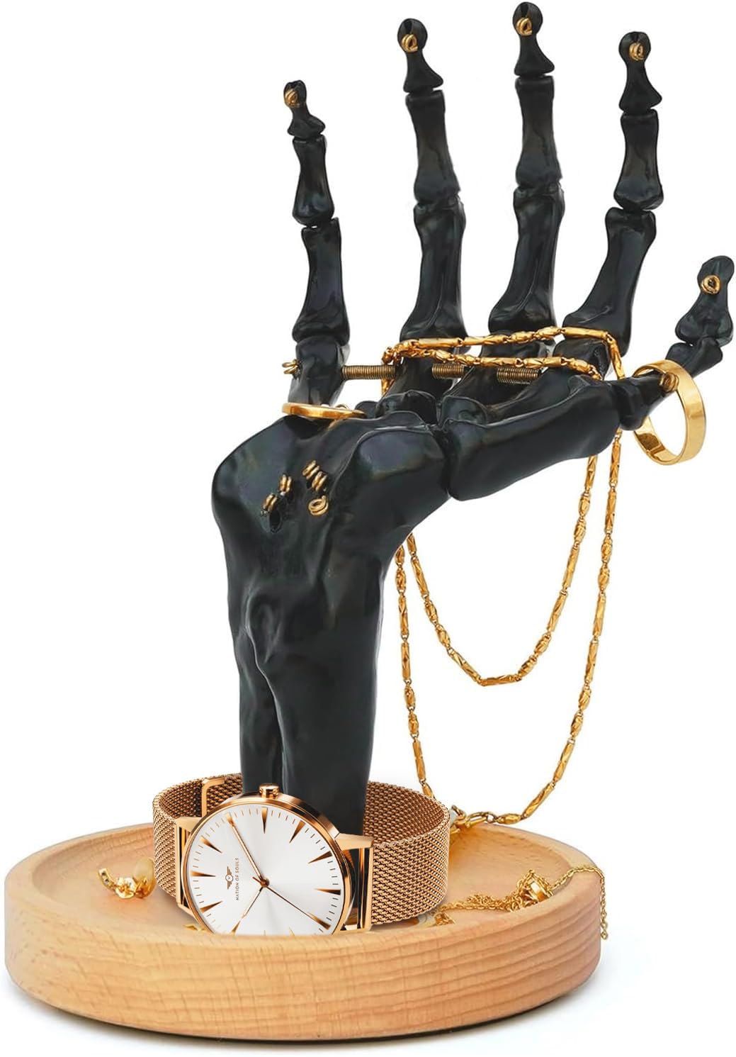 Suck UK Gothic Decor - Skeleton Hand - Gothic Home Decor - Jewelry Holder - Goth Gifts For Women - Jewelry Organizer - Halloween Decorations - Goth Desk Accessories | Ring Holder | Trinket Dish Black