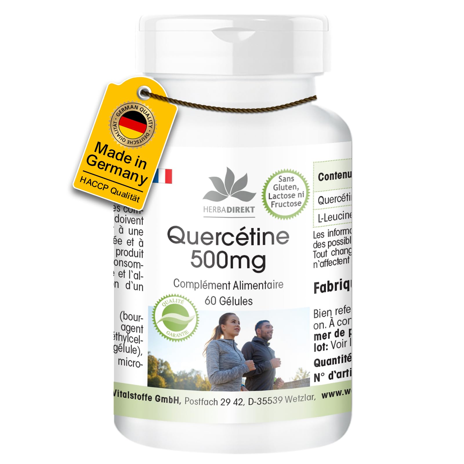 Quercétine 500mg - 60 gélules - vegan - Hautement dosé | Herba Direkt - Qualité des pharmacies allemandes