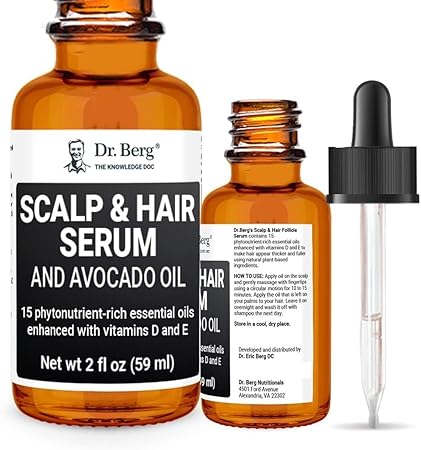 Dr Bergs All In One) Hair Growth Serum wJojoba Oil & Castor Oil For Fuller Thicker Hair - 2 fl oz