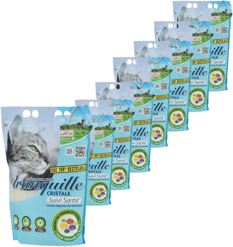 Tranquille - Litière pour Chat Silice Suivi Santé 4L - Lot de 8