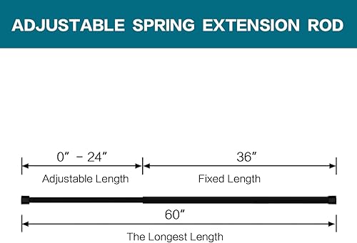 Miniatura 5 de Turquoize Varillas de tensión ovaladas de resorte de ancho ajustable, paquete de 4 barras de cortina de resorte redondas de 36 a 60 pulgadas, níquel