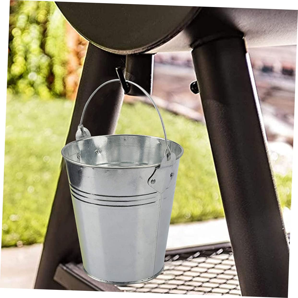 Secchio per Grasso Barbecue Argento in Ferro 10 Pezzi | Inserto in Lamina Flessibile, Portatile, per Home Party e Camping, Accessori Pulizia Barbecue
