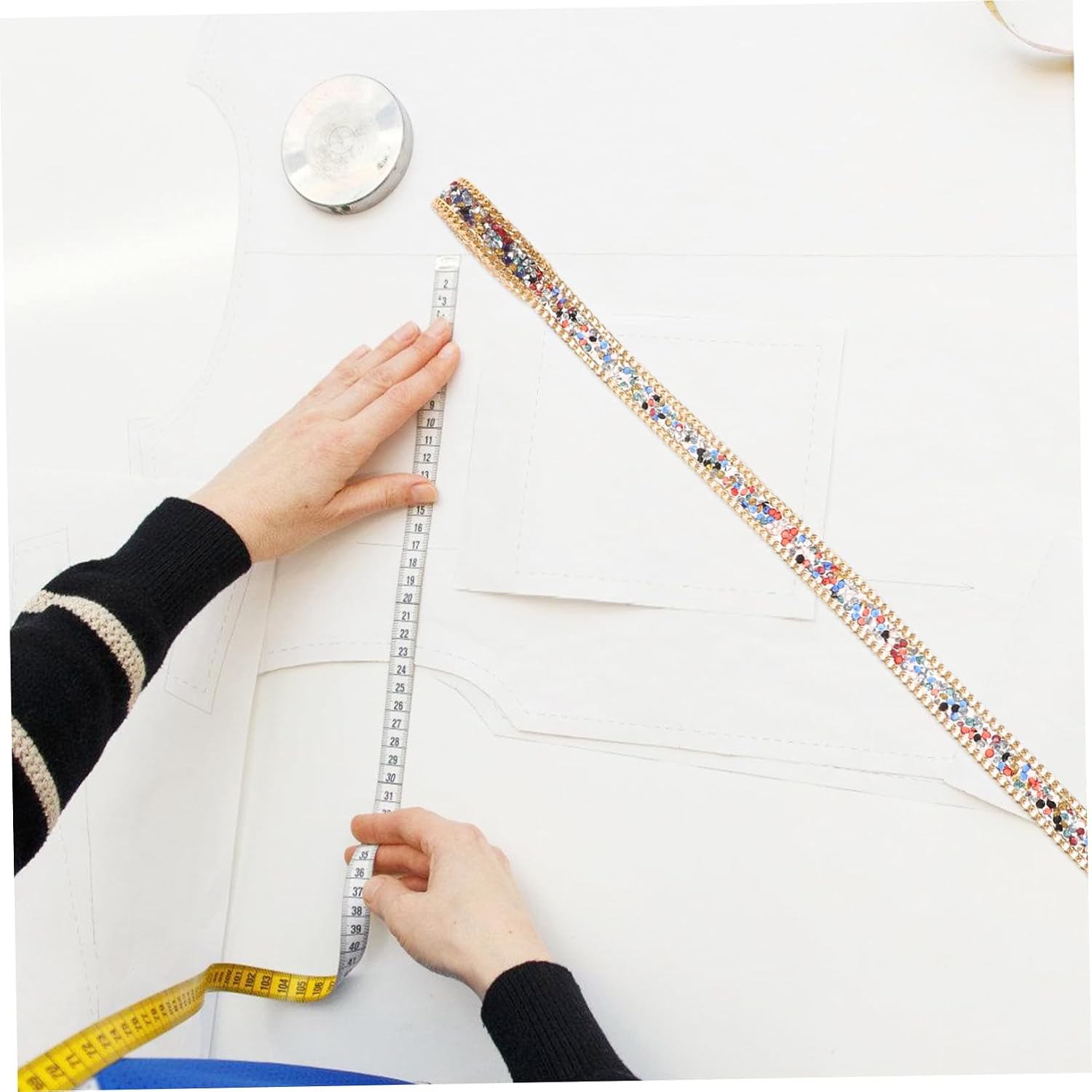 1Roll Rhinestone Ribbon Roll Bling Strip for DIY Crafts Wedding Dress Decoration Design Lightweight Portable Cut to Desired for Clothing Present