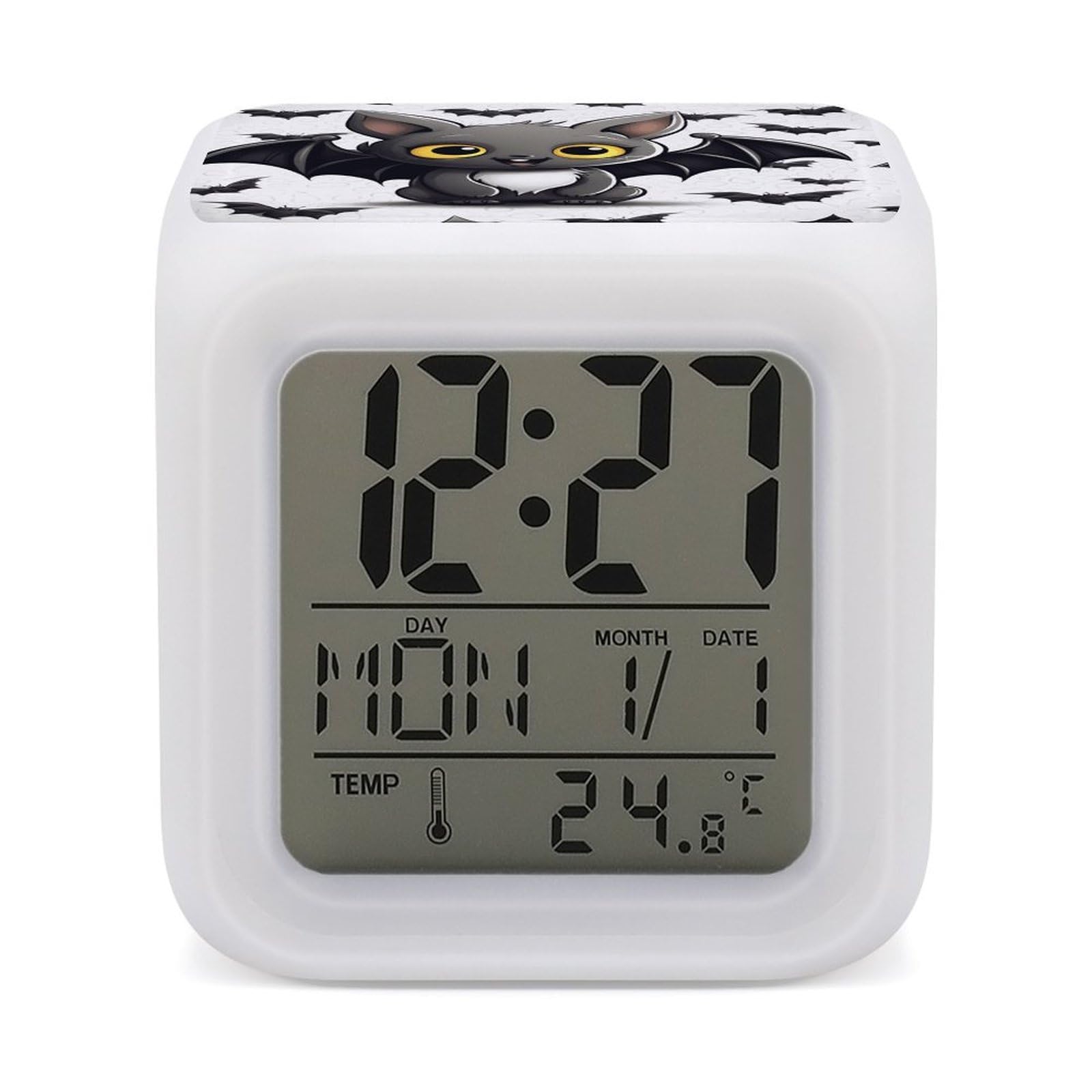 VstaDank Cute Bat Alarm Clocks with 7 Color Changing Night Light Exquisite Bedroom Digital Clocks with LED Temperature Display Desk Clock Ok to Wake Clocks for Heavy Sleeper