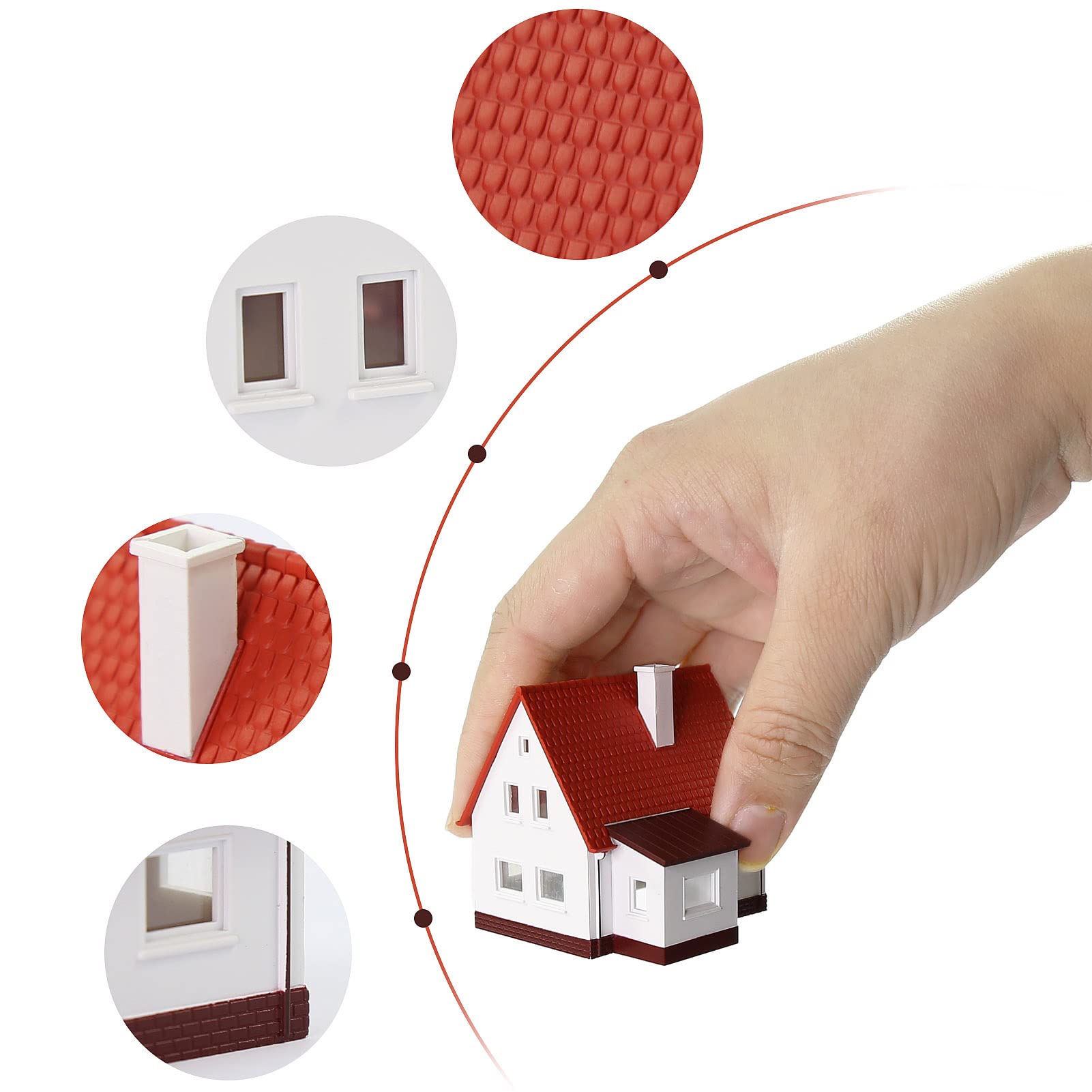 Evemodel 1 piste N 1:160 maisons maison individuelle pavillon break accessoires pour la décoration de train miniature (rouge)