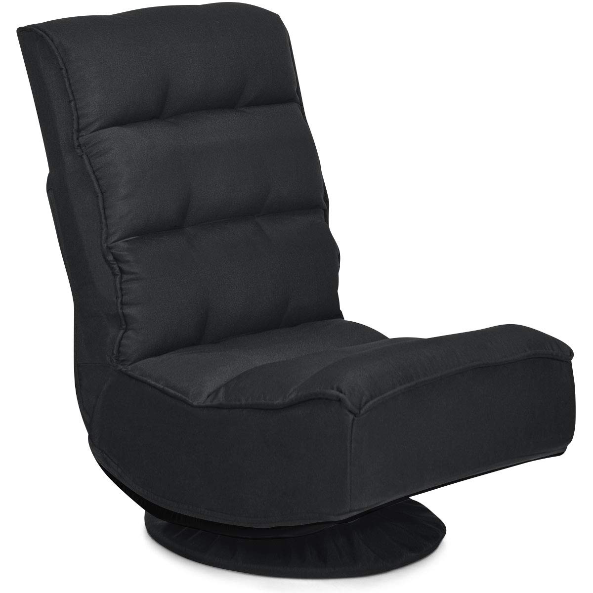 LIFEZEAL Silla de Suelo giratoria 360°, Silla de sofá Ajustable de 5 Posiciones, Plegable con Respaldo Ajustable, sin Reposabrazos, soporta hasta 151 kg (Negro)