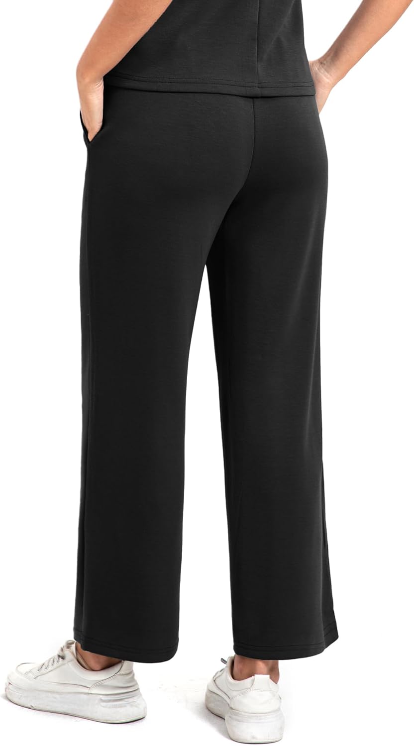 Casly Lamiit Womens 2 Piece Sets Sleeveless Mock Neck Summer Lounge Sets Wide Leg Crop Pants 2026 Vacation Travel Outfits - Image 3