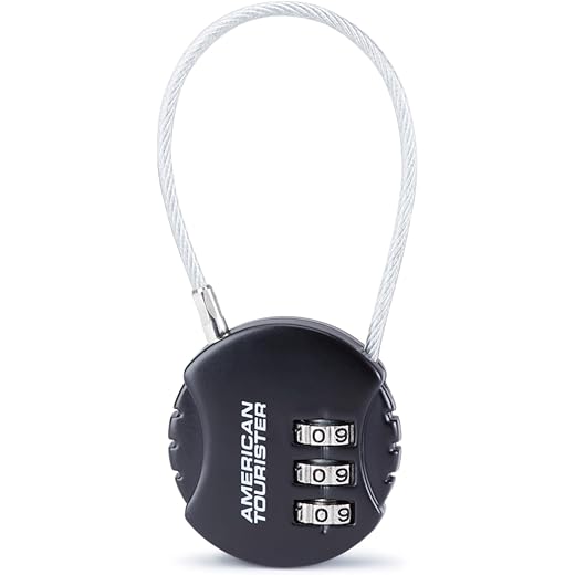 American Tourister Cable Lock - 3-Dial, Black