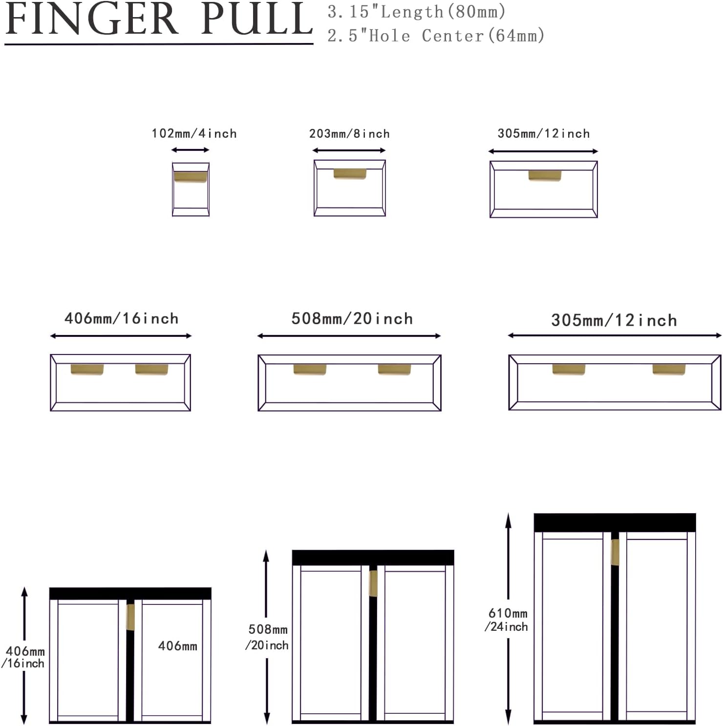 5 Pack Gold Adhesive Edge Finger Pulls for Cabinets, Flat Hidden Bar Pulls Kitchen Concealed Drawer Pulls No Drill Hidden Finger Edge Pulls for Cabinet (3.15inch Length)