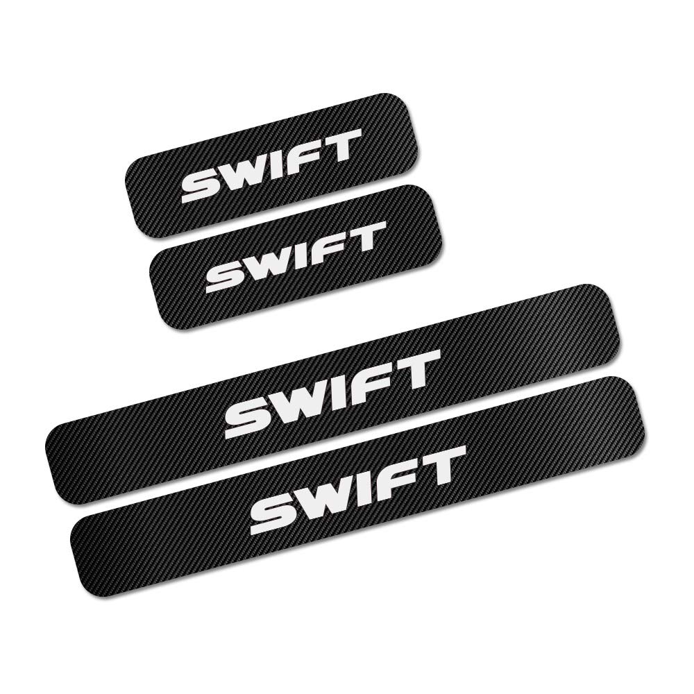 4pcs Car Door Threshold Protector Stickers for Suzuki swift, Carbon Fiber Car Kick Plate Sill Strip Accessory, Scratch-Resistant