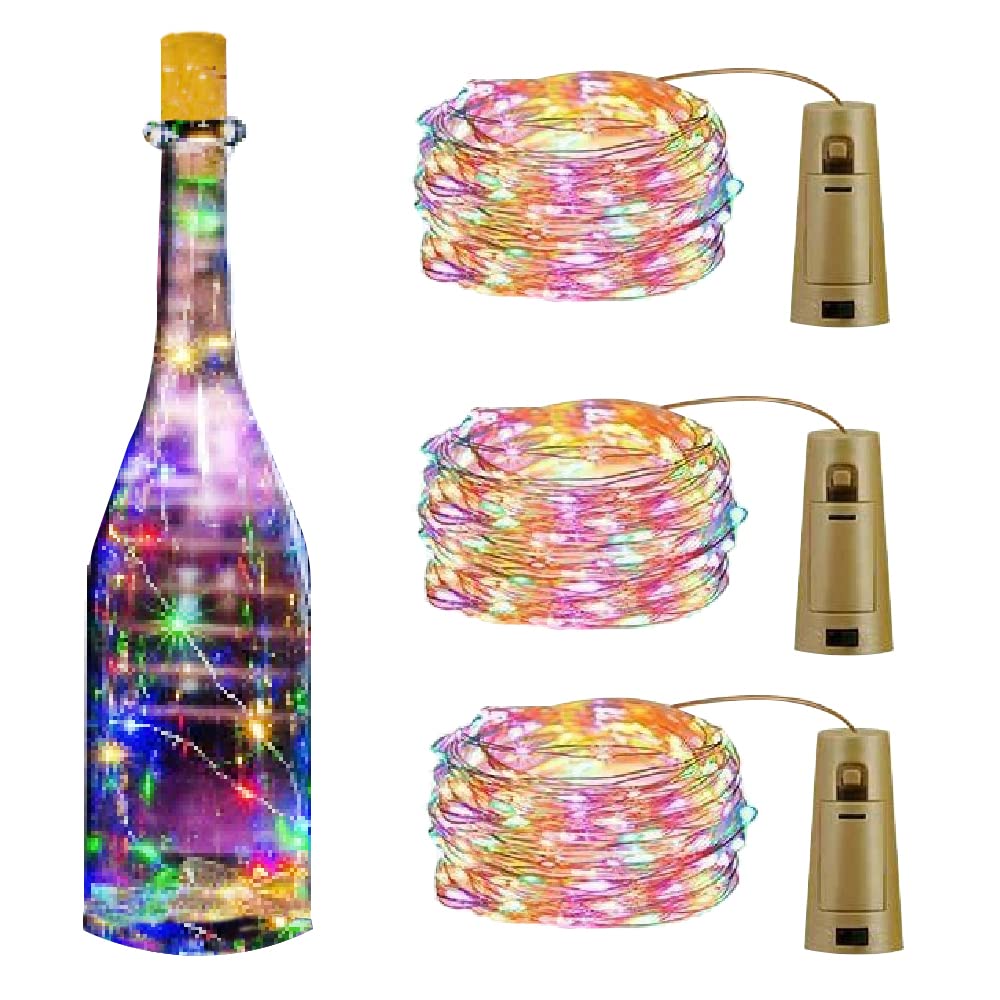 2M 20 LED Multicolored Copper Bottle String Lights Battery Operated Fairy Wine Cork Shaped Christmas Decor LED Lights (3)