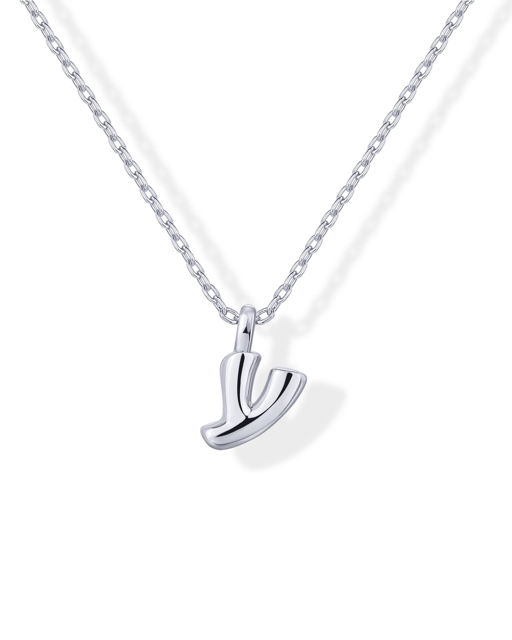 PAVOI 14K Gold Plated Dainty Chunky Bubble Initial Letter Pendant Necklace for Women | Alphabet Letter Necklace