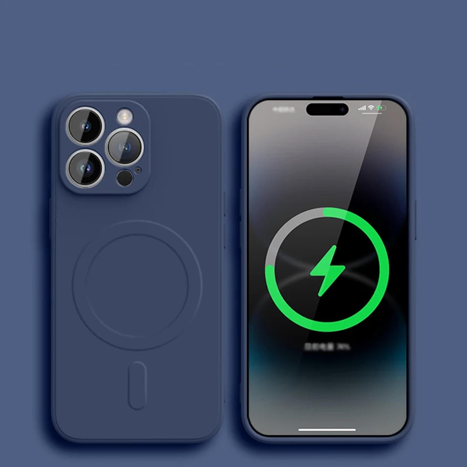 Coque iPhone XR silicone liquide bleu titane compatible induction - 7