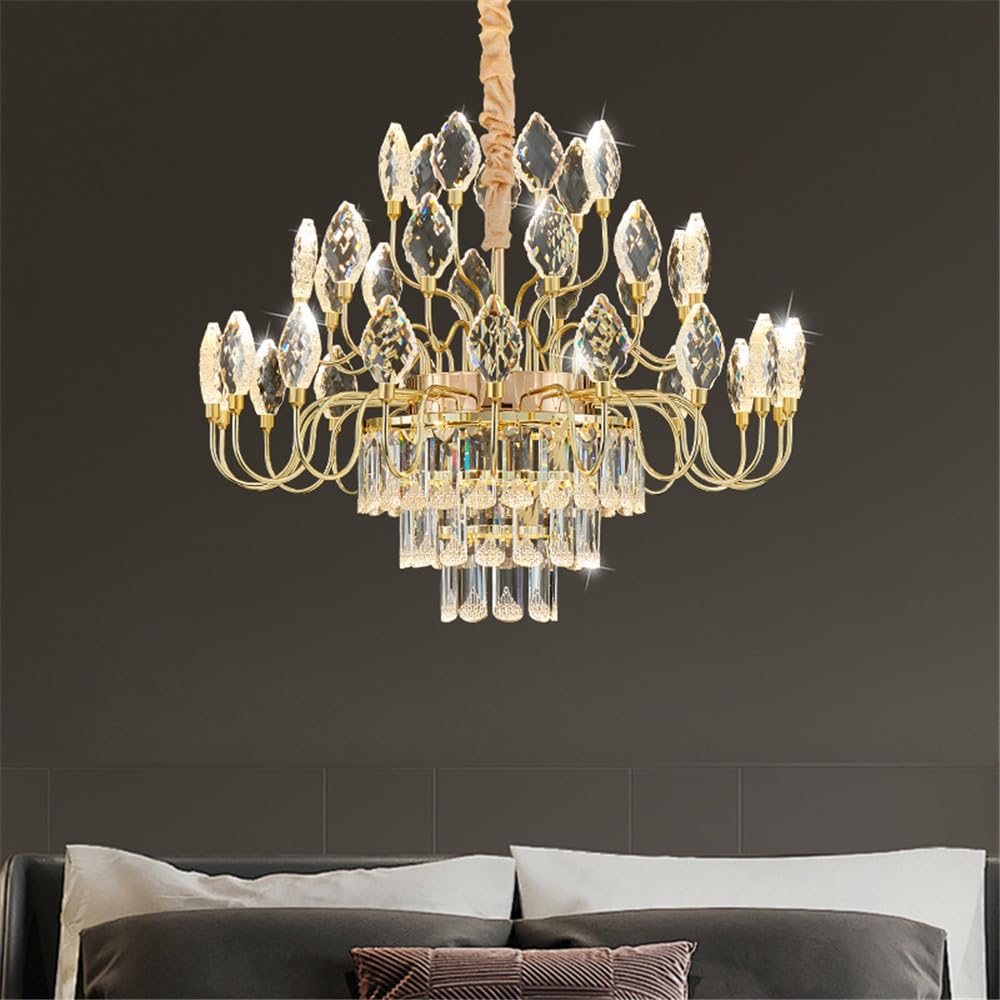 CSXSXAUO Modern Luxury Living Room Crystal Chandelier LED Fashion Creativity Restaurant Bedroom Villa Hotel Beauty Salon Duplex Staircase Pendent Lamp (B D60CM)