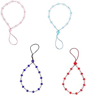 OHPHCALL 4 peças de alças de telefone celular cordão de chave de carro carteira cordão de telefone com contas para telefone móvel pingente de telefone charme corrente frisada telefone celular alça de pendurar telefone cordão telefone