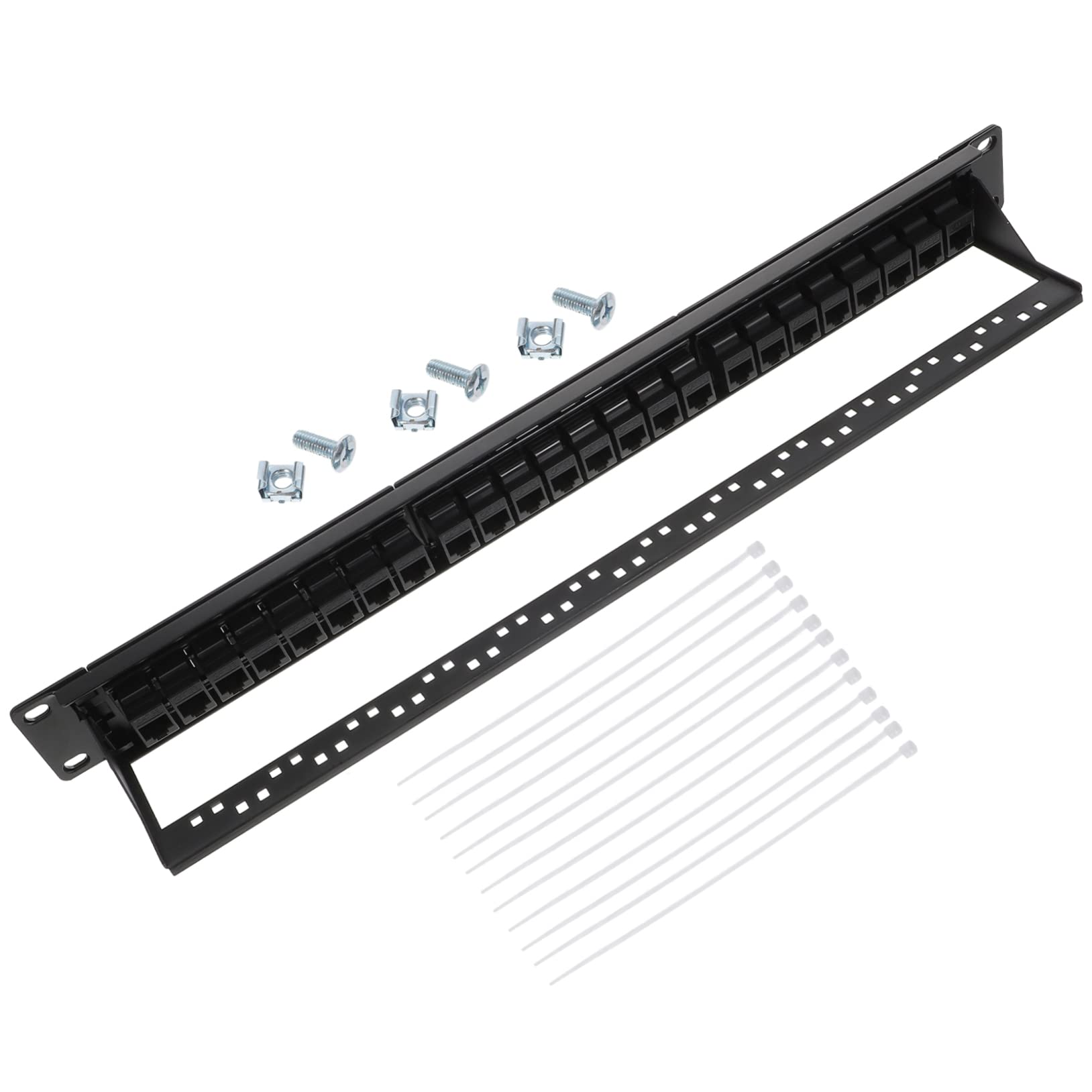 Panneau de Brassage Réseau 24 Ports Noir en Plastique pour Bureau | Contacts Plaqués Or, Montage Horizontal en Rack, Usage Hôtelier, Fixation Stable et Résistante à Corrosion