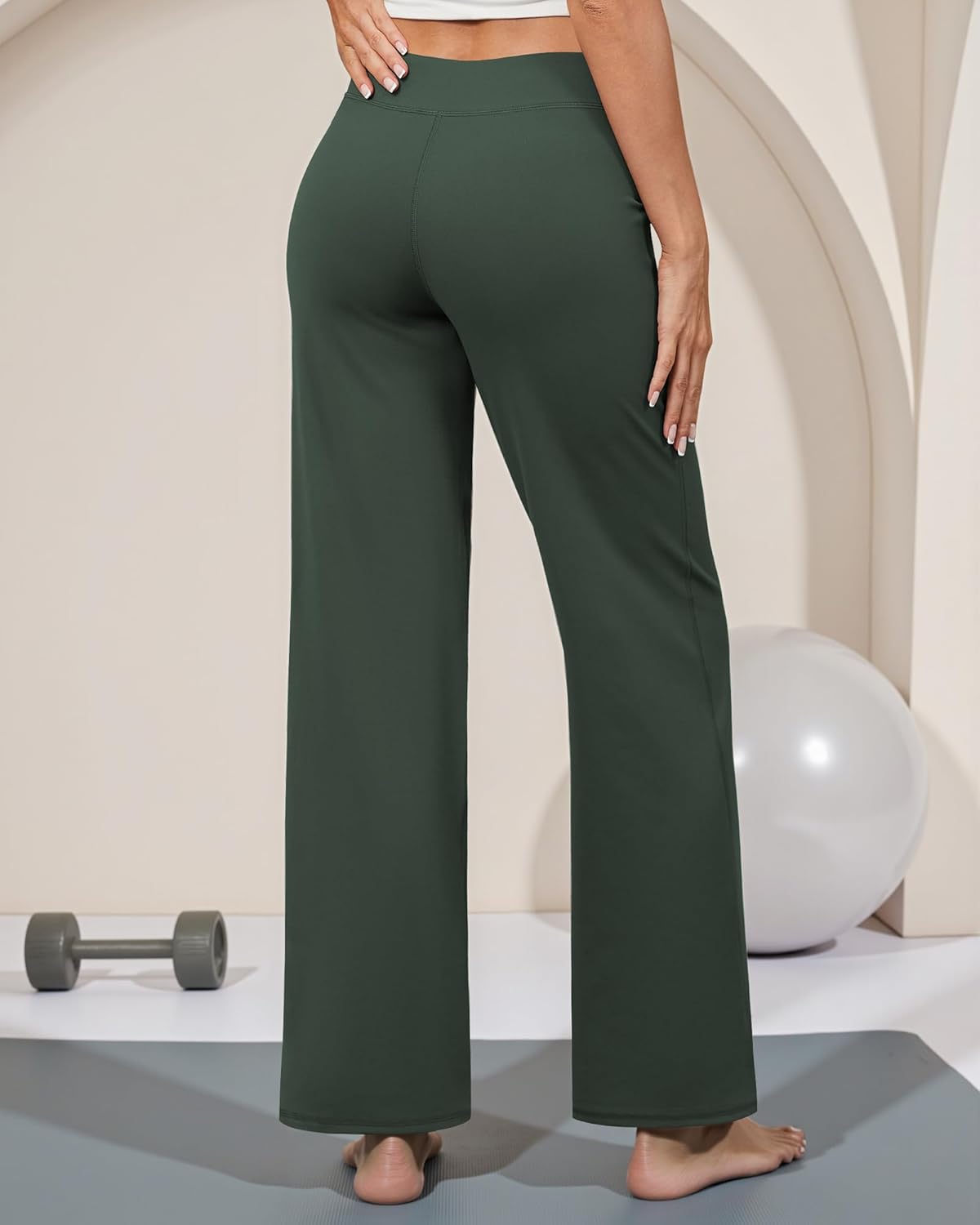 Wide Leg Pants Woman Yoga Pants with Pockets Stretch Dress Work Pants Casual Lounge Sweatpants - Image 2