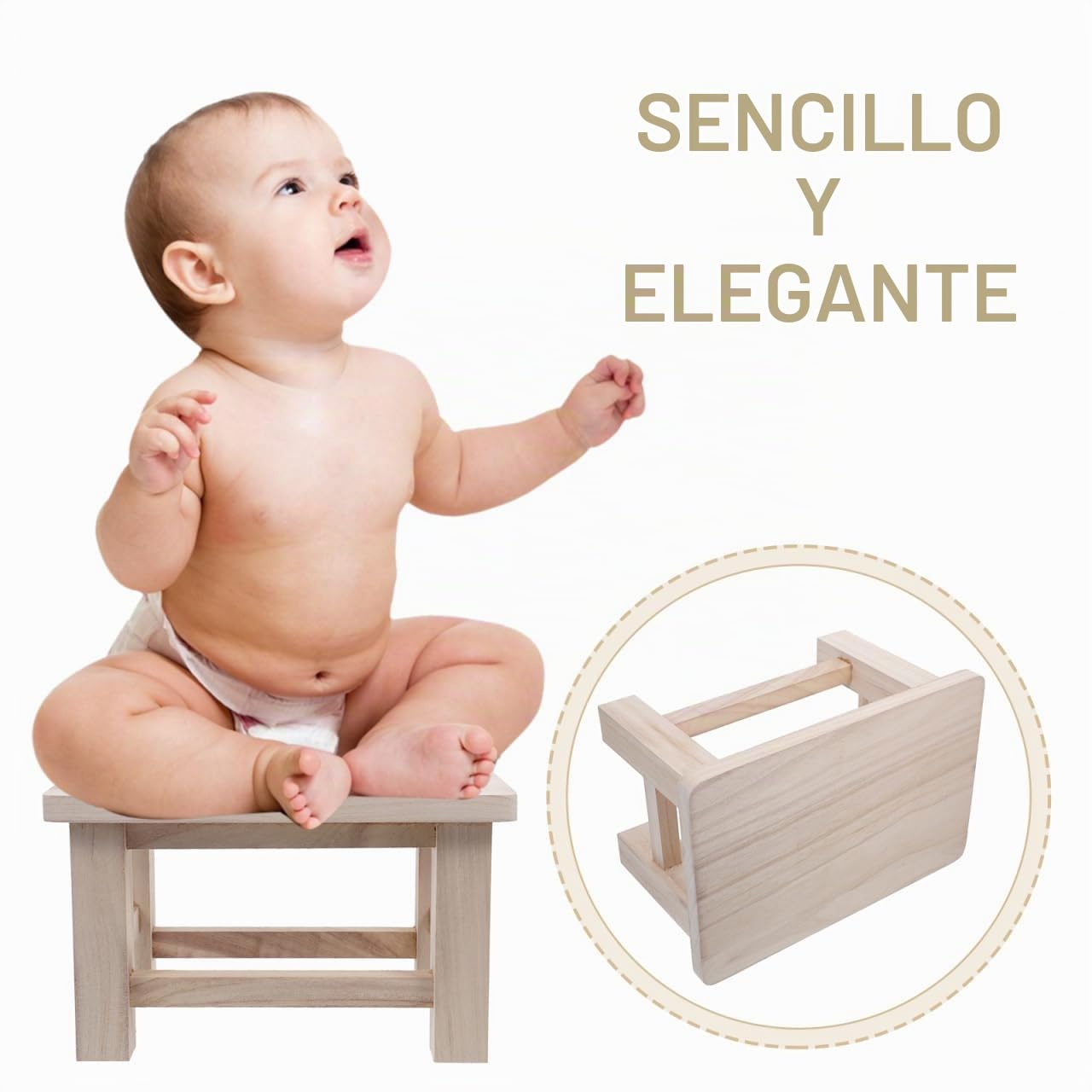 Gatuida Taburete PequeñO De Madera Maciza para Cambiar Zapatos Taburete Bajo Multifuncional Compacto como ReposapiéS O Soporte para Plantas