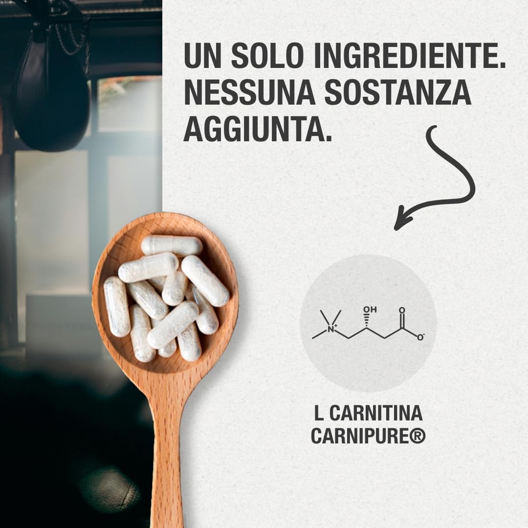 L-Carnitina Carnipure® 2000 mg/giorno | Formula svizzera ultra pura | Energia, Resistenza e Recupero muscolare | Vegano | 120 capsule vegetali