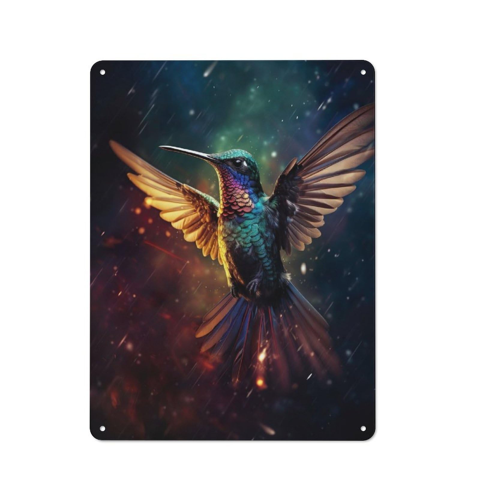 Epic Rainy Hummingbird Retro Metal Wall Decor 40x30cm, Metal Wall Art Sign for Living Room, Hallway, Kitchen Or Cafe
