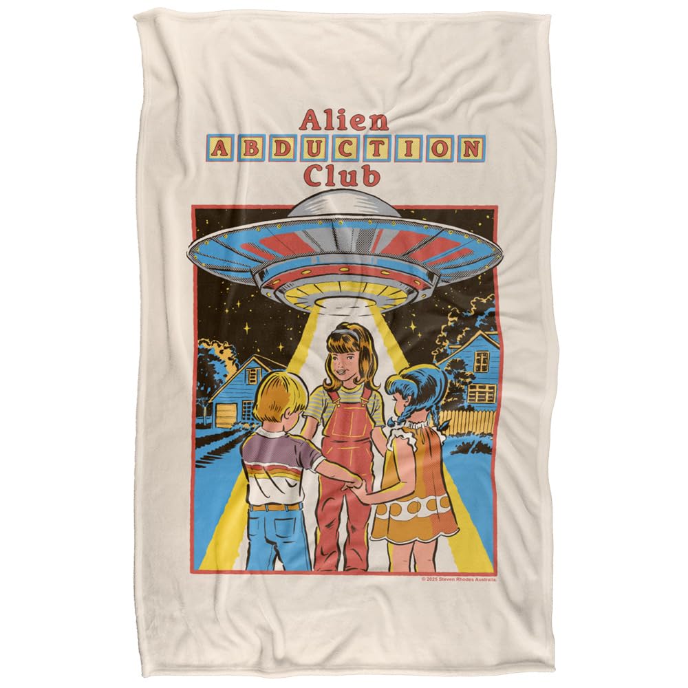 Plaid Steven Rhodes Alien Abduction Club imprimé ultra doux effet soyeux 91x147 cm