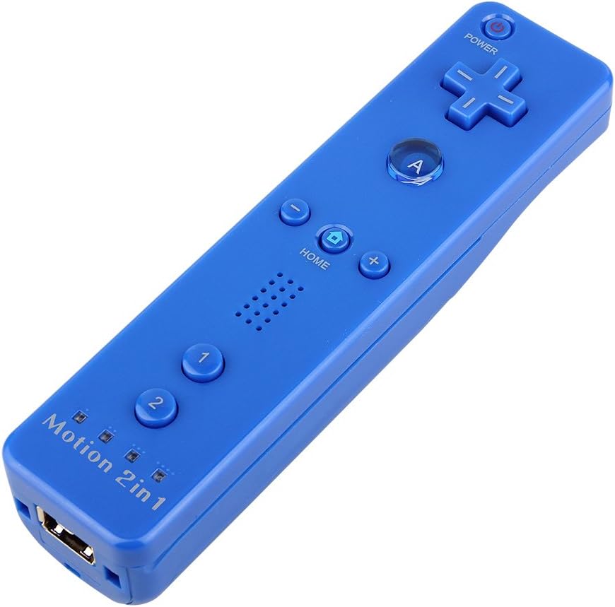 Plusal Wii Remote Plus Controller Compatible With Wii- Wii Remote Built-in Motion Plus(Third party) Replacement For Nintendo Wii Remote And Nunchuk Came With Silicon Case and Strap - Navy