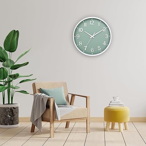 Miniatura 9 de Reloj de pared moderno de 10 pulgadas, funciona con pilas, reloj de pared silencioso sin tictac para sala de estar, dormitorio, cocina, oficina,