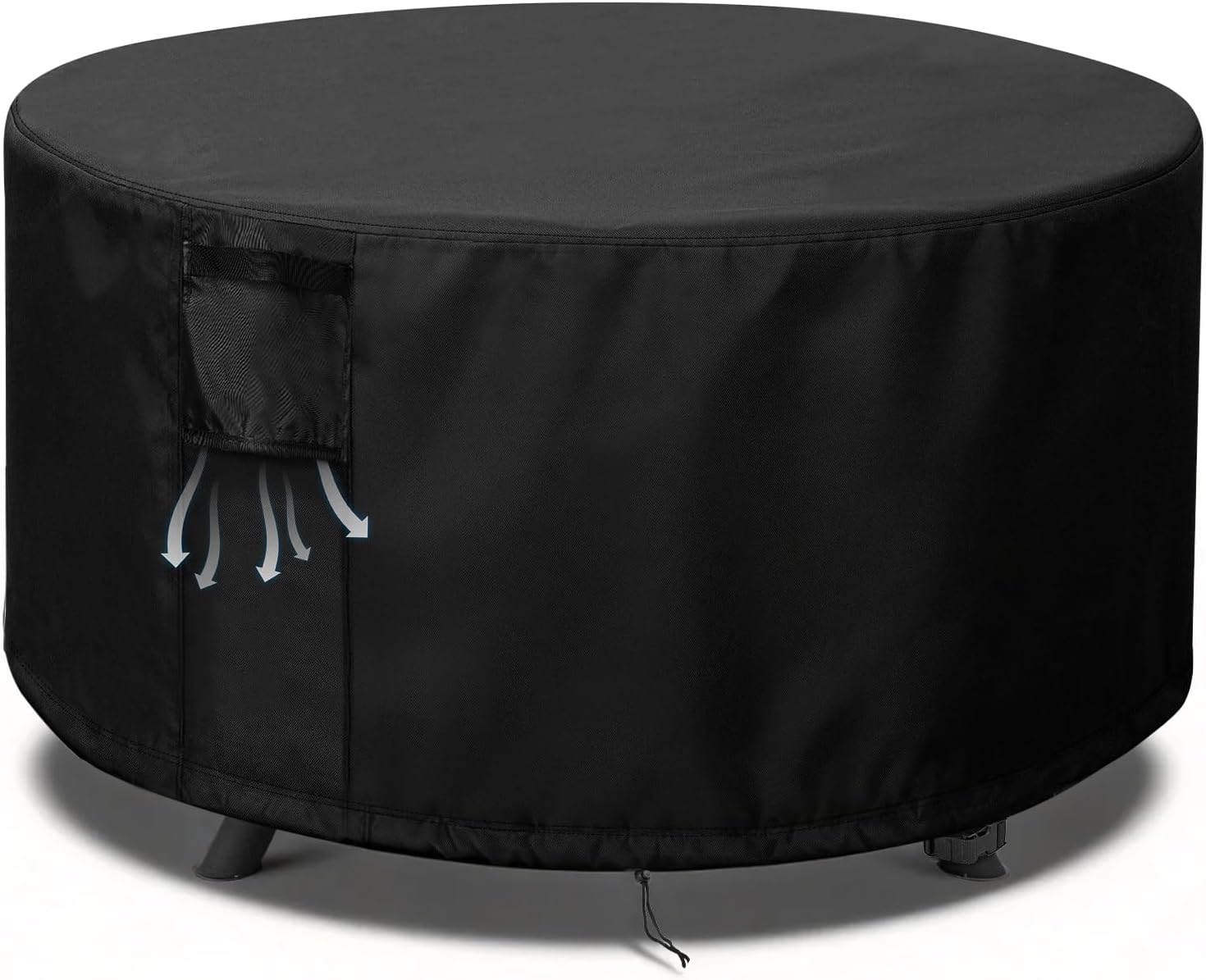 TheElves Fire Pit Cover Round, 44in Firepit Covers Round Waterproof Heavy Duty for 43-44 Inch Propane Firepits, Gas Firepits, Fireplace, Fire Table, Fire Ring - 44''D x 24''H