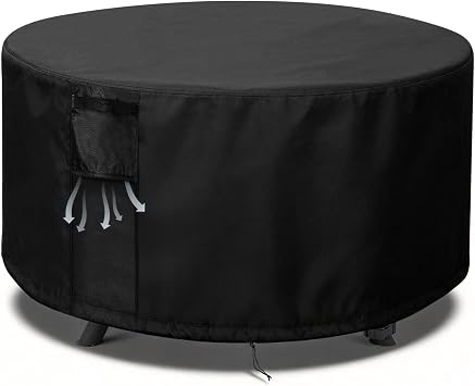 TheElves Round Fire Pit Cover, 60Dia x 23H | Waterproof Heavy Duty Firepit Covers for Round Propane Firepit Table, Fire Pit Ring