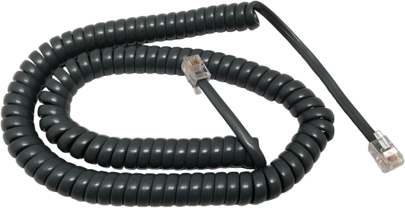 The VoIP Lounge Replacement 12 Foot Gray Handset Receiver Curly Cord for Cisco 7800 & 8800 Series IP Phone 7821 7841 7861 8841 8845 8851 8861 8865