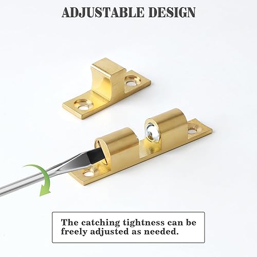 Miniatura 5 de Alise Pestillo de retención de rodillo de tensión de doble bola para puertas de armarios, armarios y muebles, accesorios ajustables de latón macizo