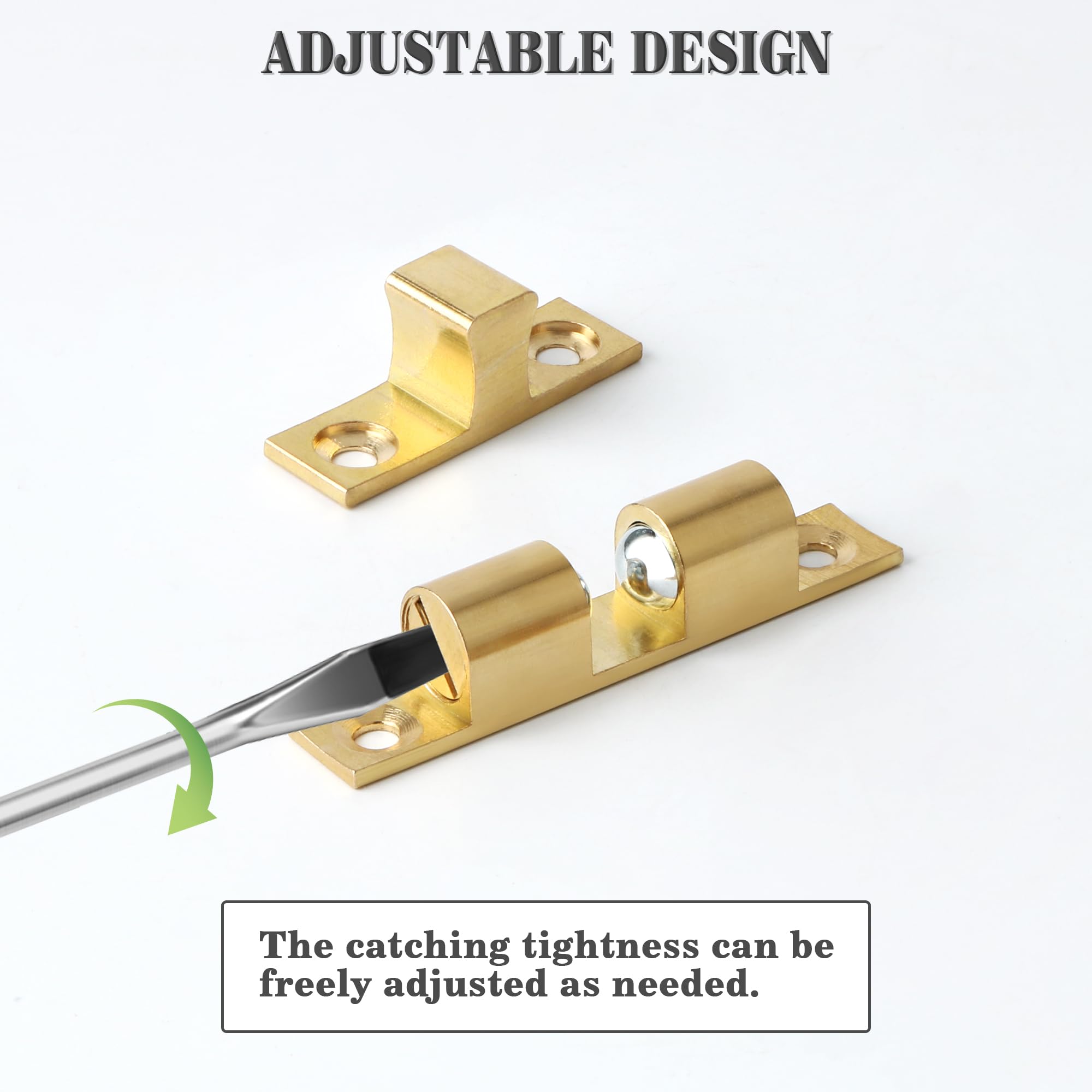 Alise 40mm Brass Double Roller Catch Cabinet Latches Door Catch,Gold,4 Pcs 3