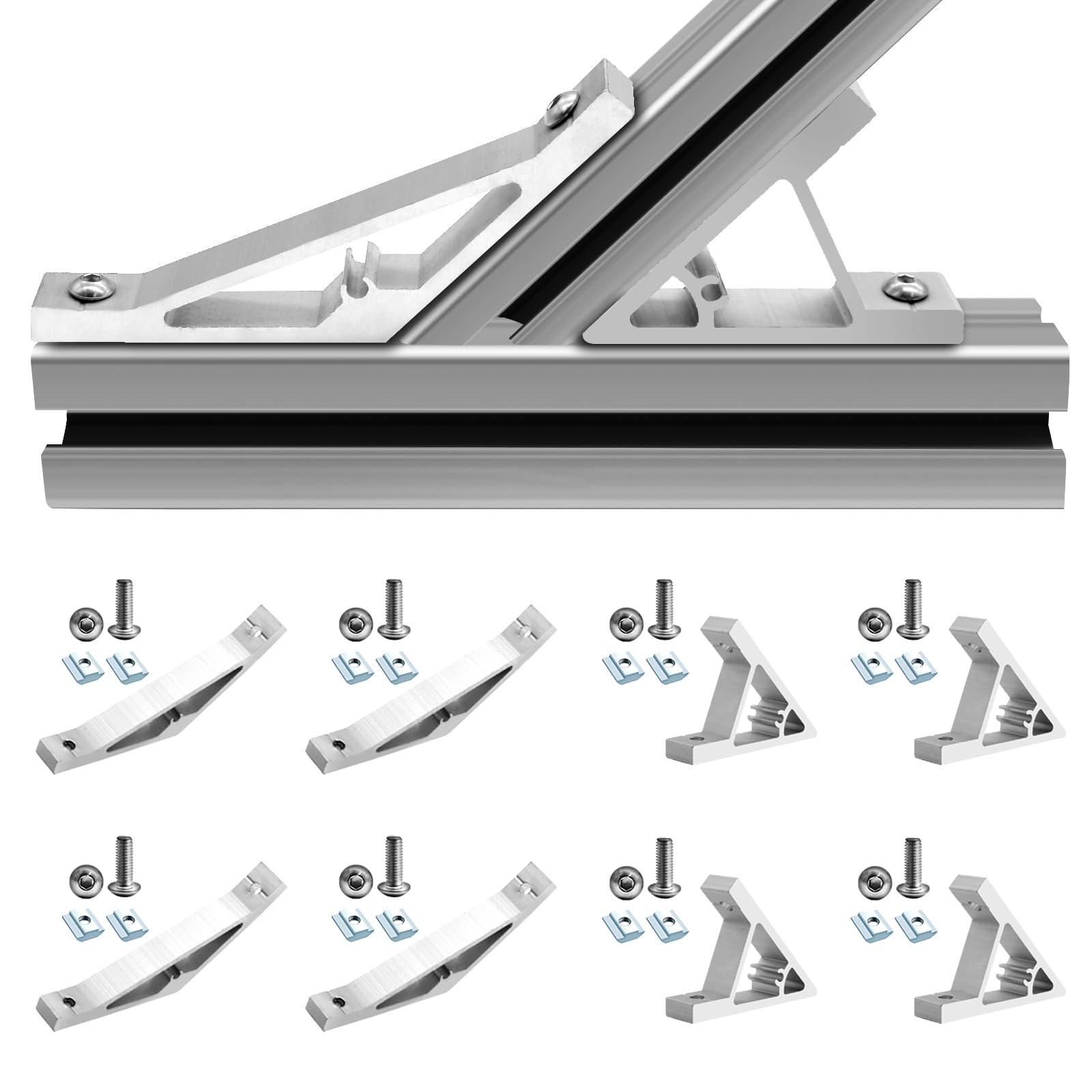Seekliny 8pcs 2020 45/135 Degree Corner Bracket Connector 2020 Extrusion Hardware T-Slot V-Slot Accessories with Screws and Nuts for 2020 Aluminum Extrusion Angle 3D Printer Framing Accessories Silver