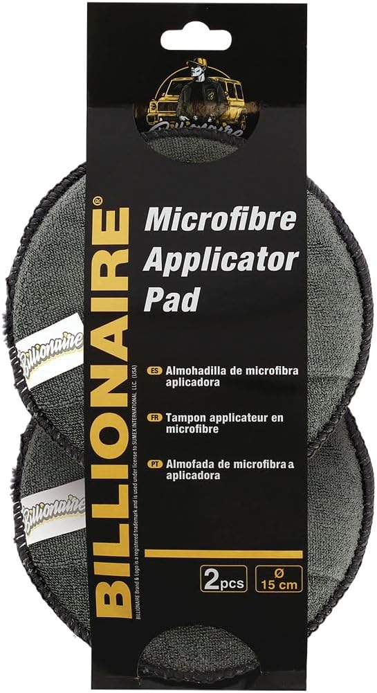 Billionaire Microfiber Car Sponge 15cm Applicator for Detailing Wax and Polish (Pack of 2)