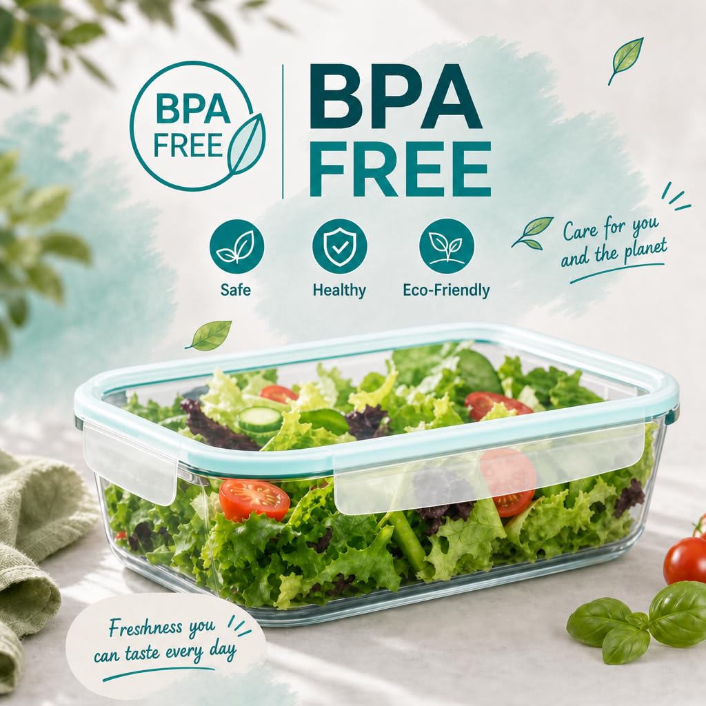 edihome, Contenitori Ermetici per Alimenti Vetro, 8,14 o 18 pezzi (contenitori + coperchi), a tenuta d'aria, a prova di perdite - Senza BPA, approvato dalla FDA e dal FSC (7 contenitori)