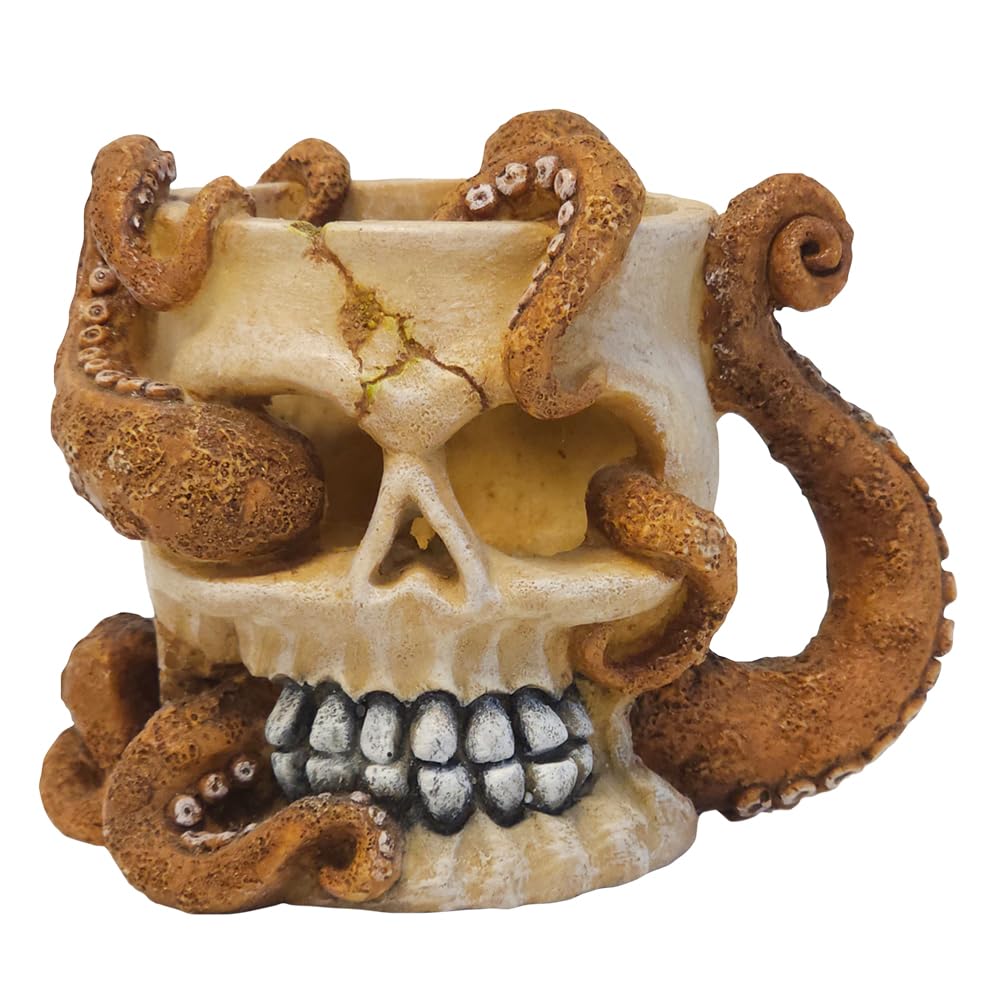 Nobby Aqua Ornaments Skull with Octopus 12.7 x 10 x 10.3 cm