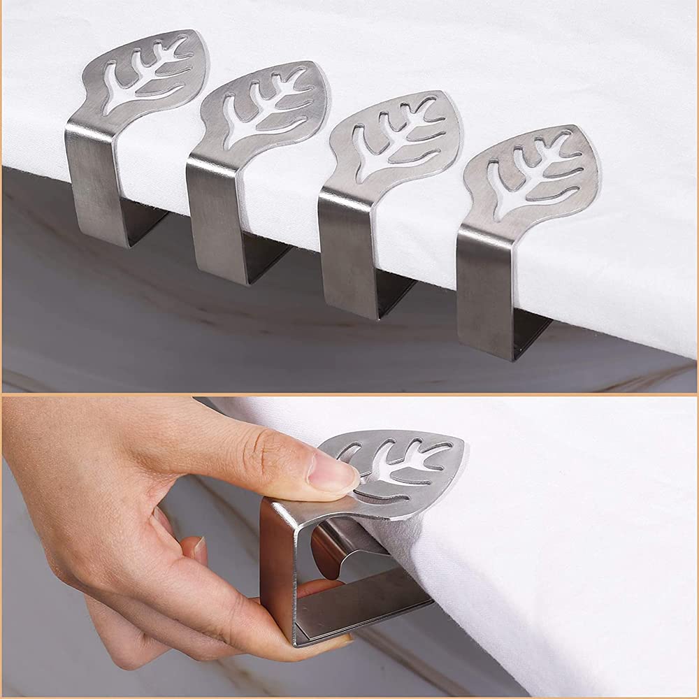 Pack De 6 Pinzas Para Mantel De Acero Inoxidable | Evita Que Vuele Con El Viento, Ideal Para Exterior, Picnic, Boda O Buffet