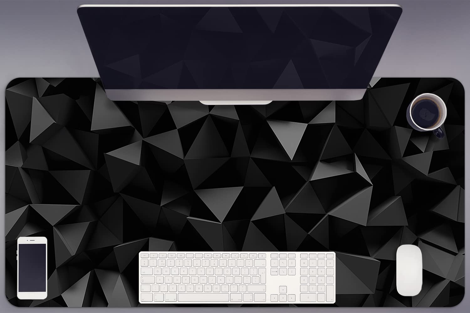 Sous-main de bureau grand format contre les rayures tapis vinyle abstraction noire - 8