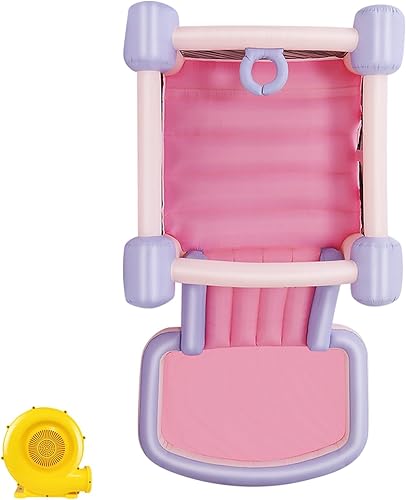 Casa inflable de rebote para niños, casa inflable con gran área de rebote, piscina de bolas, tobogán largo, pared de escalada incorporada,