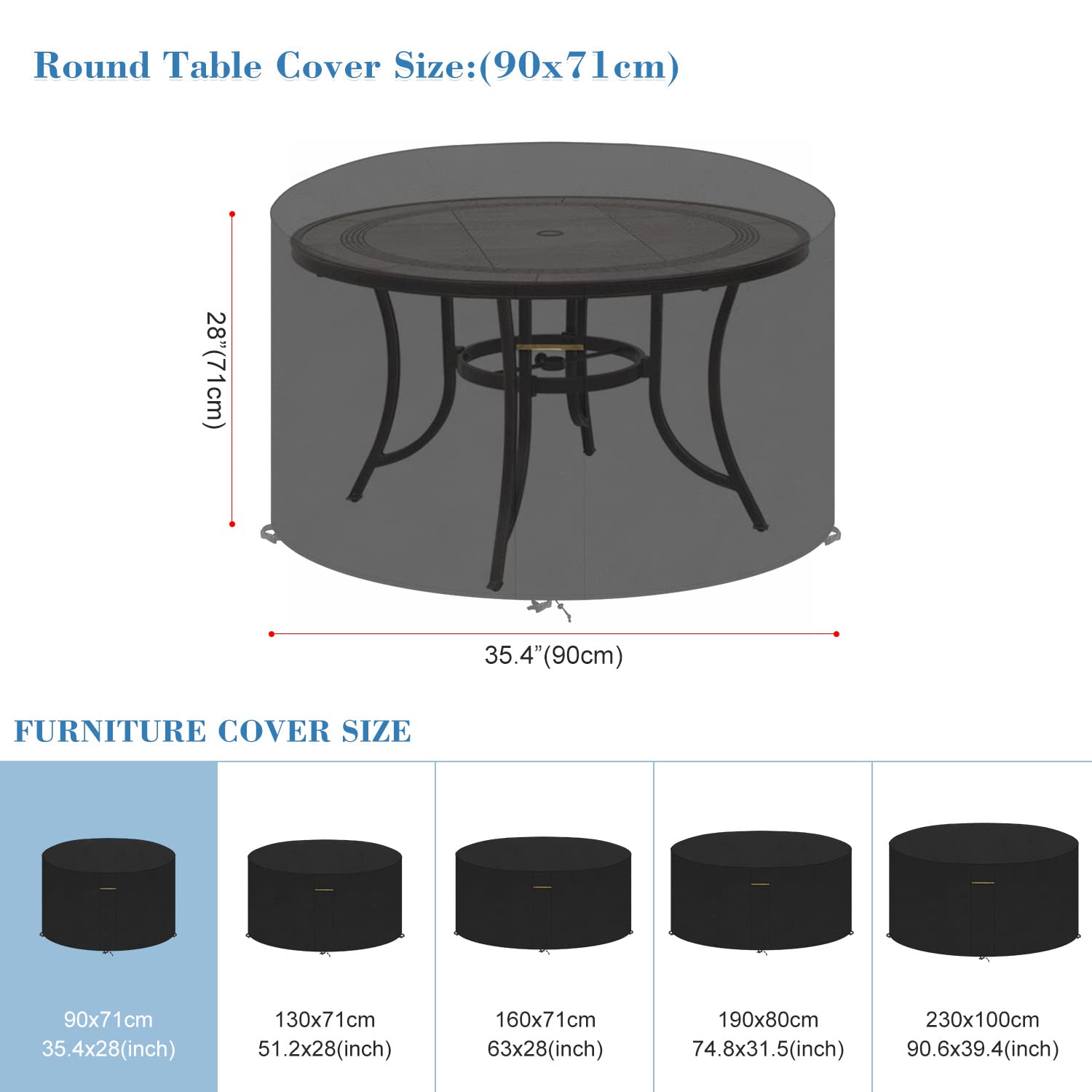Copritavolo Esterno Rotondo TOOSOAR | Impermeabile | Ø120x75 Cm | Per Giardino - Foto 8