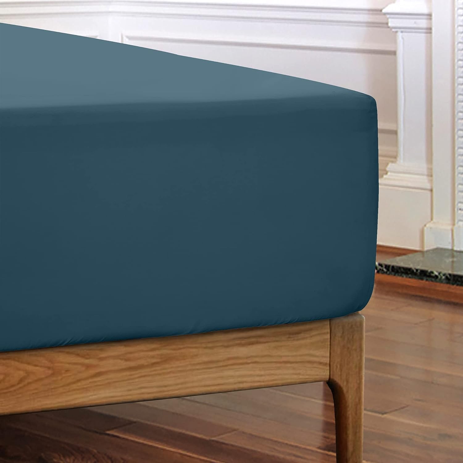 Lux Decor Collection Fitted Sheet - Upto 16 Inches Deep Pocket Sheets - Ultra Soft Brushed Microfiber Fitted Sheet - Wrinkle, Fade & Shrinkage Resistant (Navy Blue Ashes, Twin)