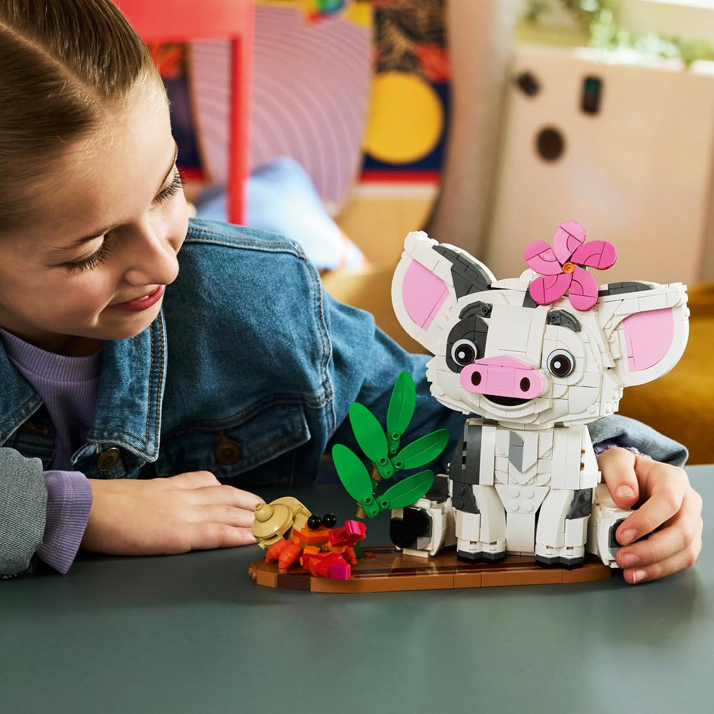 LEGO ǀ Disney Vaiana Pua 43292 | Kolekcjonerska figurka Disneya, zabawka dla 9-latki, prezent dla dziewczynki i chłopca, klocki dla dzieci, 885 elementów