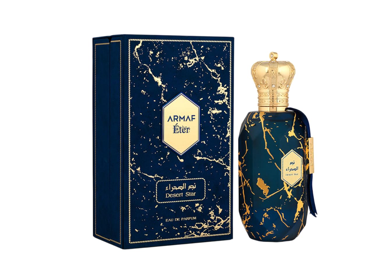 Armaf Eter Desert Star Eau de Parfum 100ml, Perfume Árabe Unisex de Larga Duración, Incluye Atomizador Recargable, Fragancia Amaderada Aromática con Vetiver, Cachemira y Almizcle Blanco (Desert Star)