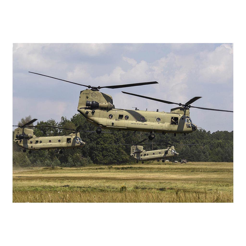 Tin 1 Multicolor Army Ch-47 Chinook Helicopters Tin Sign 8X6 In Military Aviation Vintage Wall Decor