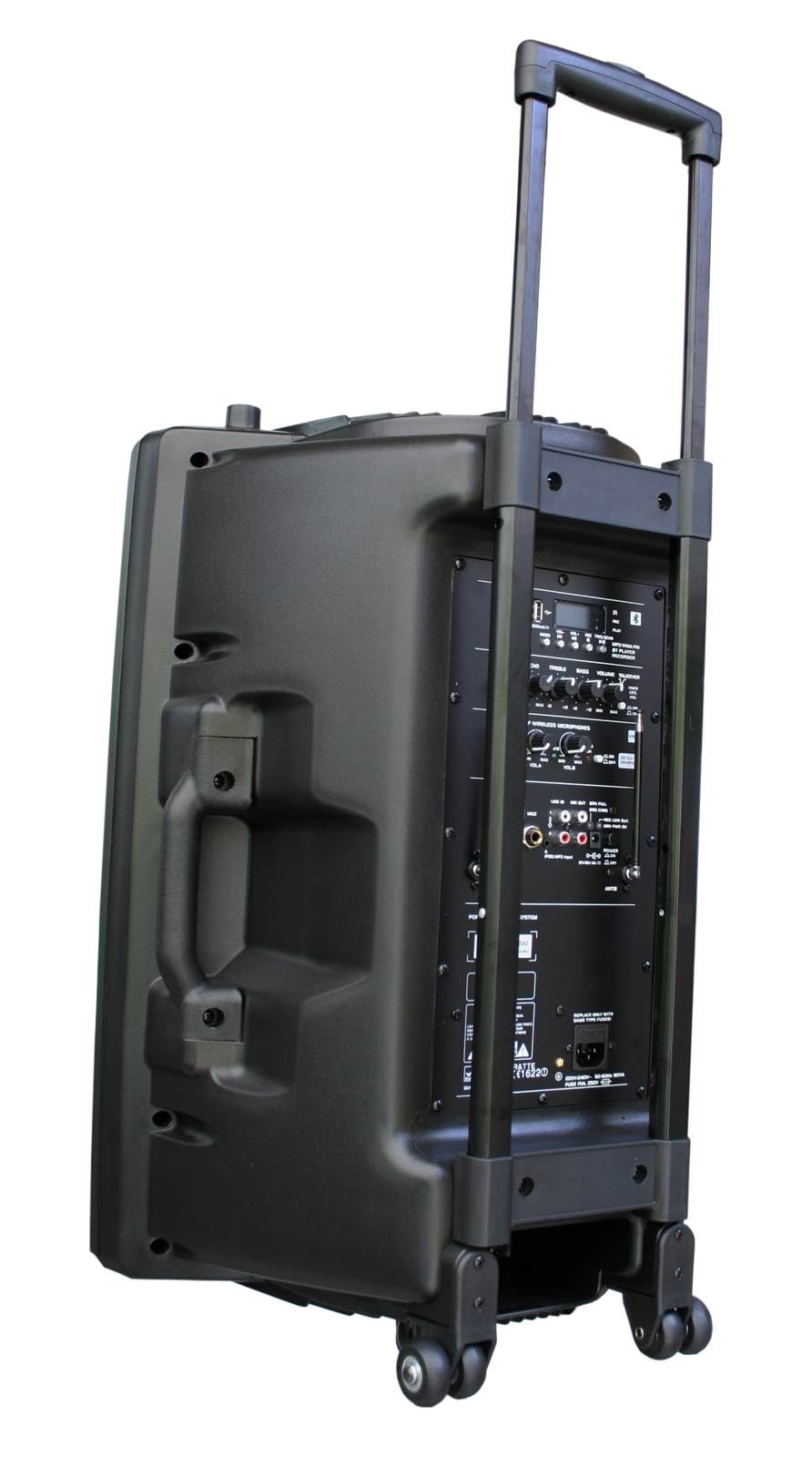 E-Lektron EL38-M MK-III 900W Mobile PA Sound Anlage Partybox Bluetooth Lautsprecher Groß Akku-MP3-USB-SD-FM inkl. 2 UHF Funkmikrofone und Fernbedienung Soundsystem - Mobile Musikbox MP3