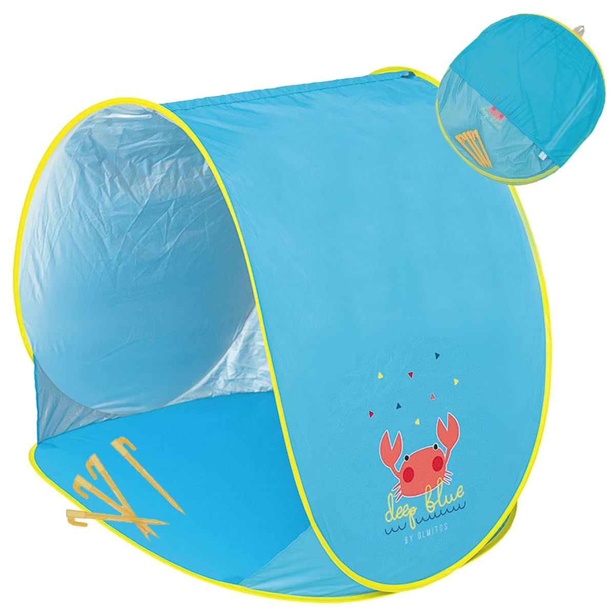 Olmitos – Tienda Pop UP de bebé para Playa y jardín– Manta/Parasol Protector de Sol y Viento – Plegable Compacto Muy Ligero – Incluye Funda y Ganchos para el Suelo