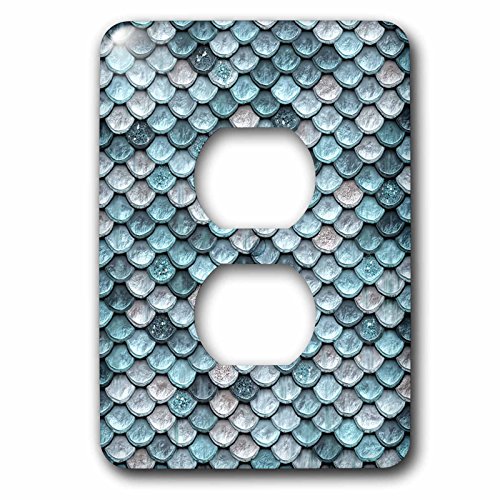 3dRose lsp_267058_6 Sparkling Teal Luxury Elegant Mermaid Scales Glitter Effect Artprint Plug Outlet Cover