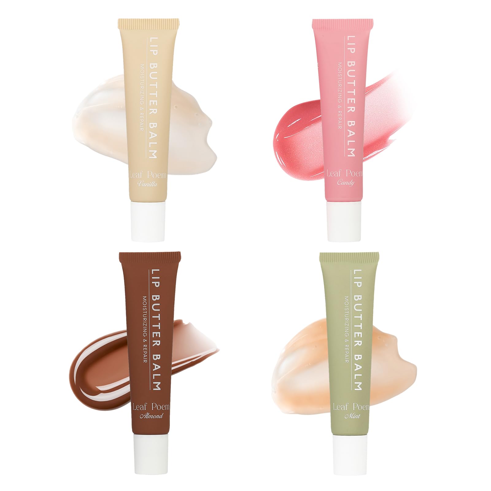 MADGININE 4 PCS Lip Balm Set, Nourishing Lip Gloss, Moisturizing Lip Butter Balm, Butter Conditioning Lip Mask