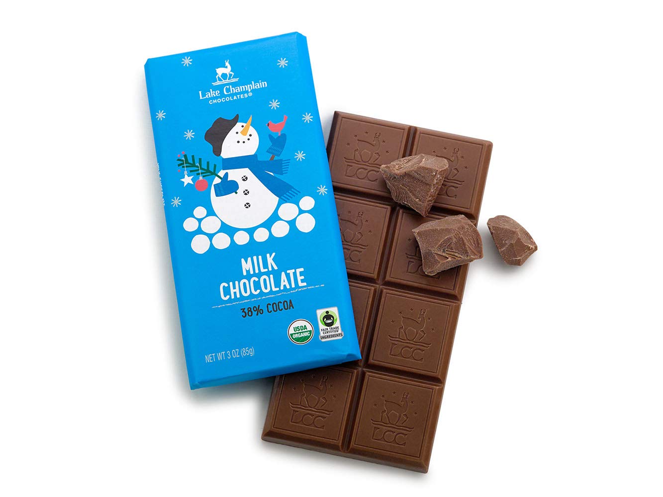 LAKE CHAMPLAIN CHOCOLATES Organic Snowman Chocolate Bar